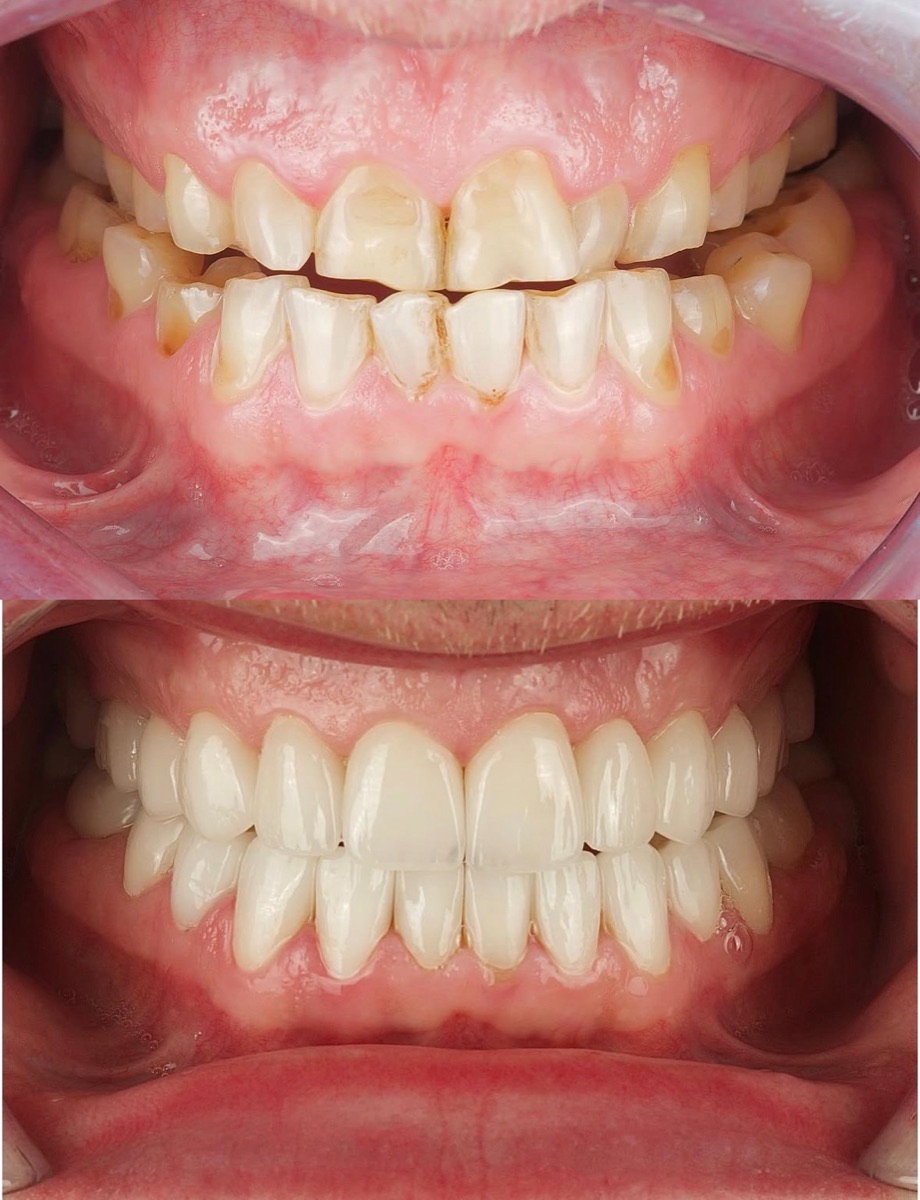 حالة قبل وبعد — تجميل وترميم الأسنان
